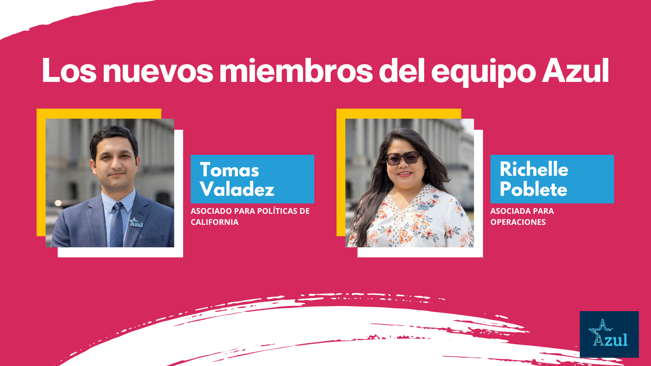 Conozca a los Nuevos Miembros del Equipo Azul: Tomás Valadez y Richelle Poblete